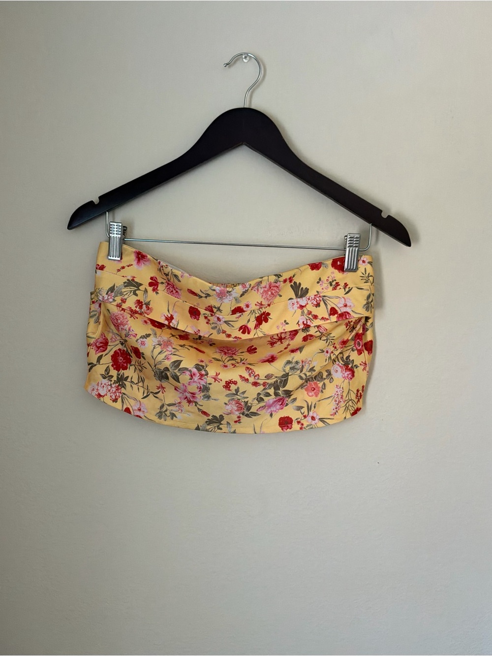 Forever 21 Yellow Floral Crop Top Strapless | NWT